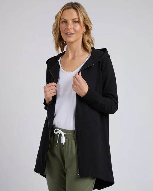 Elm Cara Zip Hoodie - Black | Women's Longline Zip Hoodie