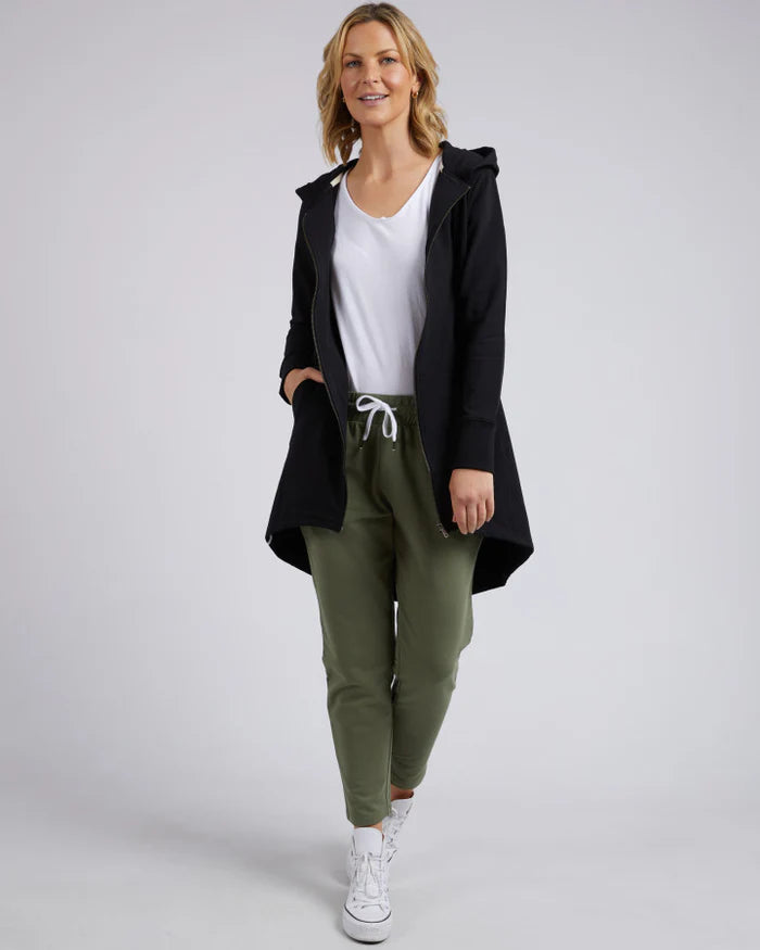 Elm Cara Zip Hoodie - Black | Women's Longline Zip Hoodie