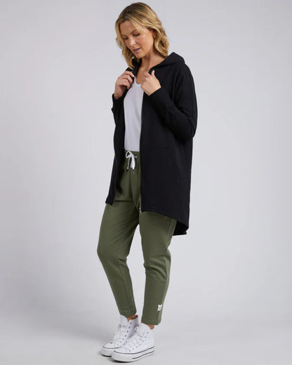 Elm Cara Zip Hoodie - Black | Women's Longline Zip Hoodie