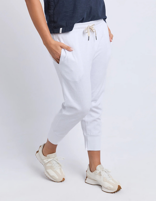 Elm Brunch Pant – White | Women’s Cotton Slub Jersey Pant