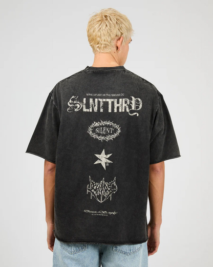 Silent Theory Cipher Tee - Washed Black | Men’s Casual Everyday Graphic Tee