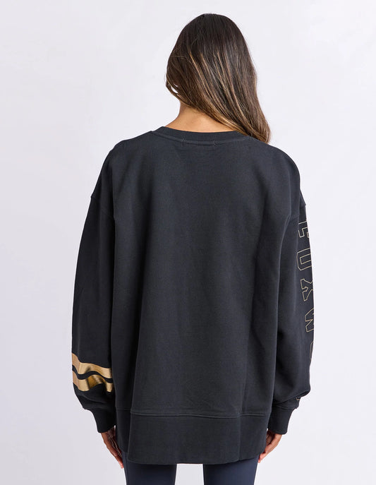 Foxwood Origin Metallic Crew - Black with Gold | Women's Cotton Sweatshirt