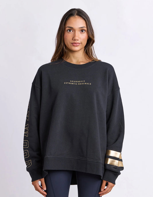Foxwood Origin Metallic Crew - Black with Gold | Women's Cotton Sweatshirt