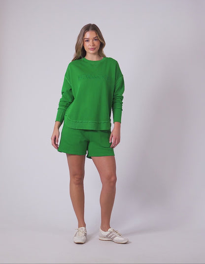 Foxwood Simplified Crew - Green | Women's Everyday Cotton Crew Sweatshirt