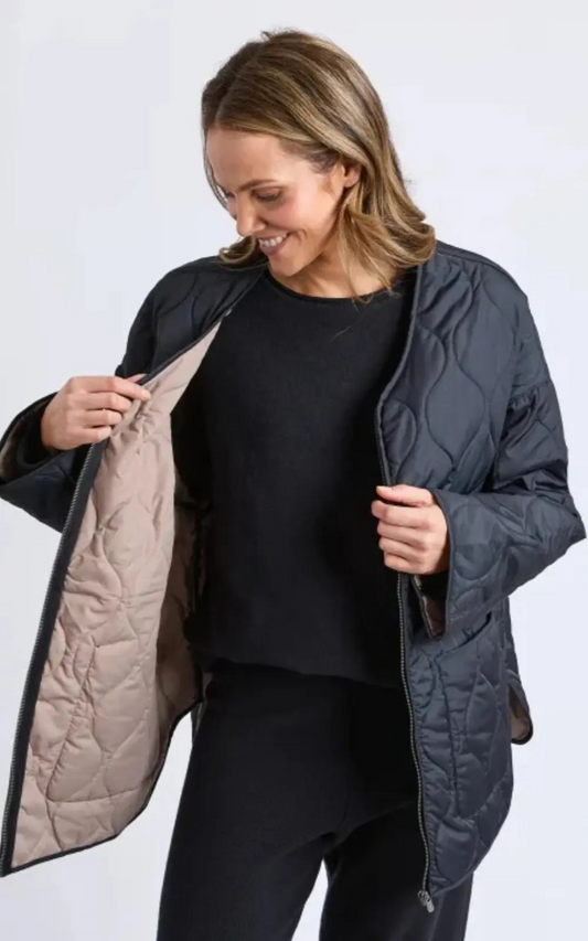 Elm Dusty Jacket - Black | Women’s Textured Warm Fill Quilted Jacket