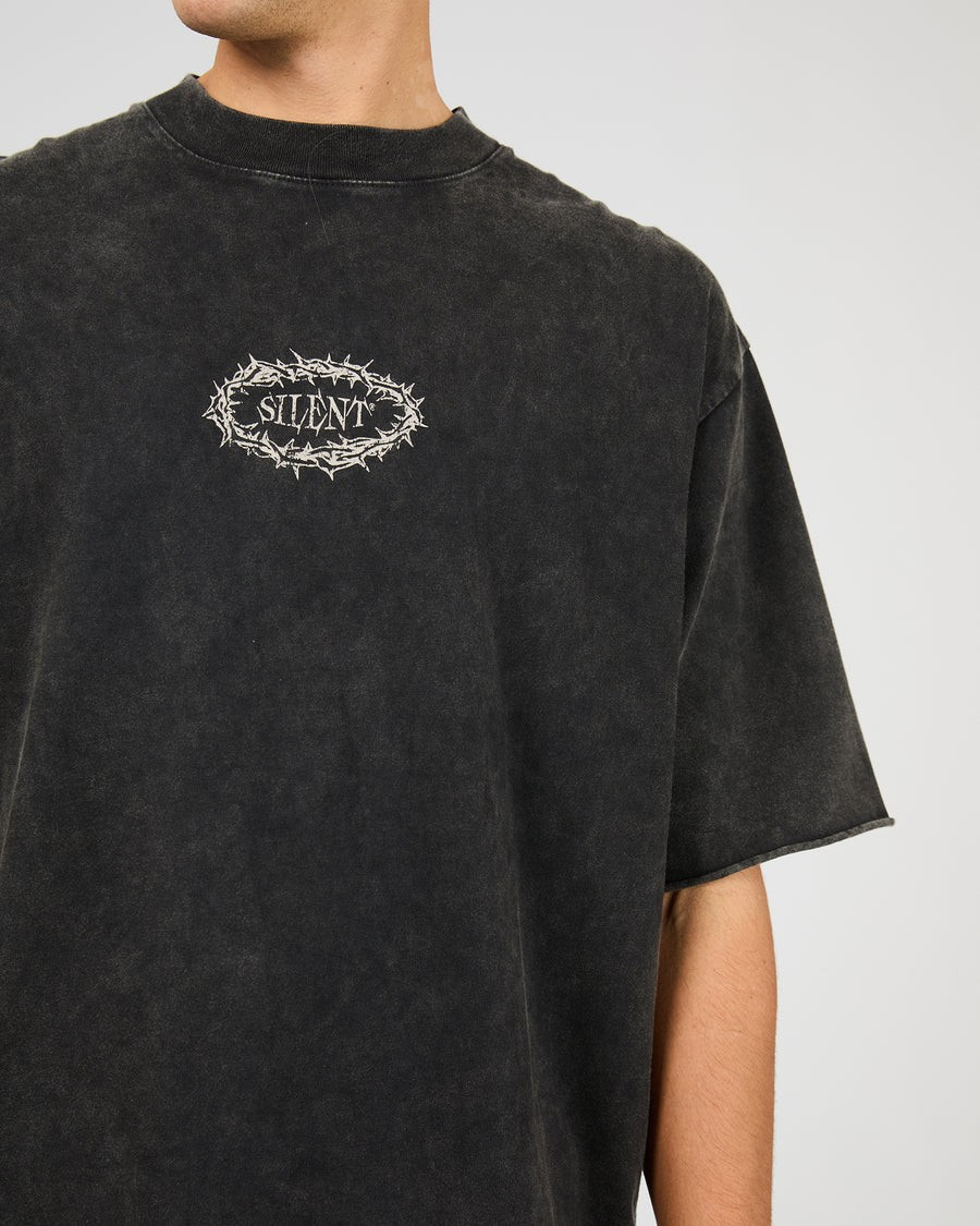 Silent Theory Cipher Tee - Washed Black | Men’s Casual Everyday Graphic Tee