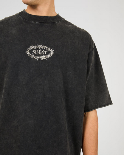 Silent Theory Cipher Tee - Washed Black | Men’s Casual Everyday Graphic Tee