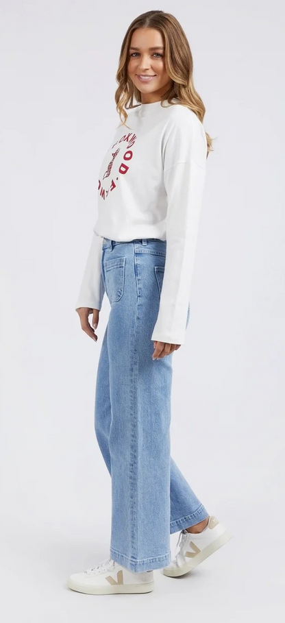 Foxwood Sarah Wide Leg Jean - Light Blue | High Rise Women's Denim Jeans