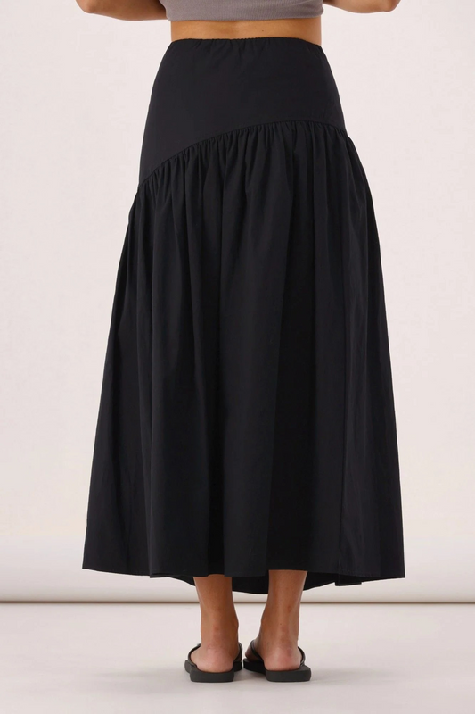All About Eve Essential Asymmetrical Maxi Skirt - Black | Women’s Cotton Skirt