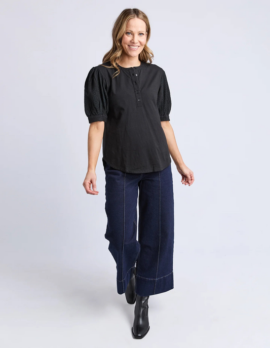 Elm Mae Top - Black | Women's Cotton Everyday Top