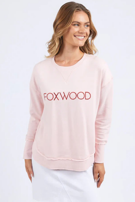 Foxwood Simplified Metallic Crew - Bright Pink | Women's Relaxed Fit Cotton Sweatshirt