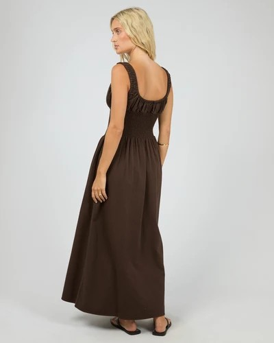All About Eve Poppy Denim Dress – Brown | Women’s Cotton Denim Maxi