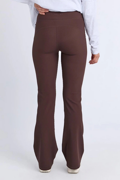 Foxwood Luxe Rib Pant - Coffee Bean | Ribbed Full Length Leggings